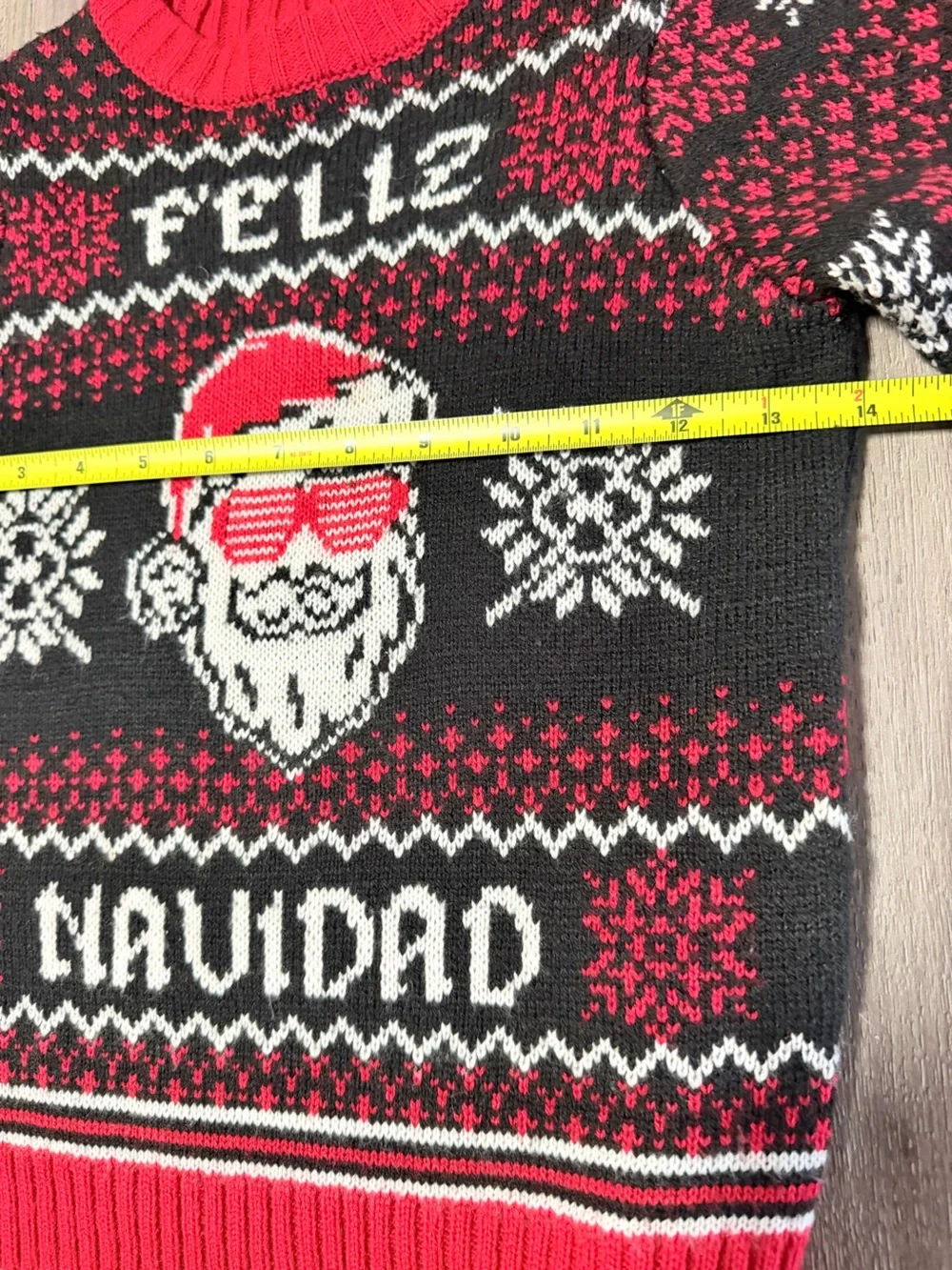 Holiday Time Boys XS 4-5 Feliz Navidad Ugly Christmas Sweater Santa Black Red